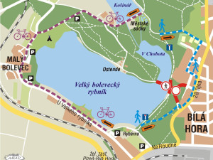 Stavba nového občerstvení u populárního Boleváku omezí až do konce listopadu pohyb pěších i cyklistů