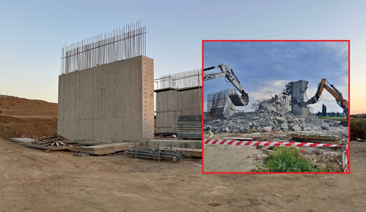 Nový obří mostní pilíř už vzniká na stavbě obchvatu. Ten původní musely bagry zlikvidovat kvůli lidské chybě