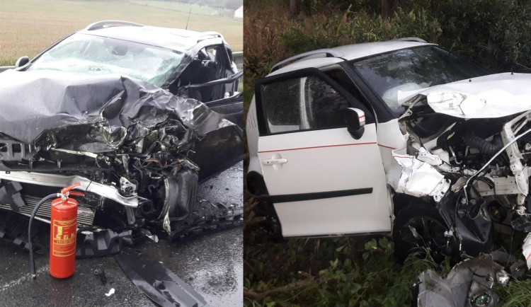 Po smyku vjel přívěs kamionu do protisměru, kde smetl dva osobáky