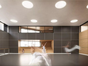 Výstavní prostory galerie i tělocvična, lidé se mohou seznámit se studií obnovy zchátralých lázní