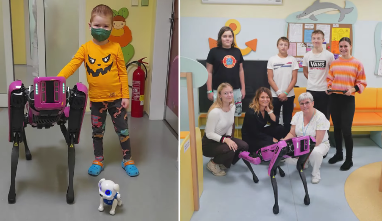Mezi malými pacienty se proháněl fialový robotický pes Spot