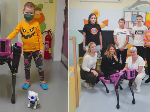 Mezi malými pacienty se proháněl fialový robotický pes Spot