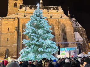Plzeňané se konečně dočkali, nazdobený vánoční strom rozzářil náměstí Republiky