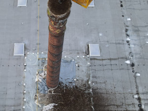 Netradiční den pracovníků hobbymarketu, rekonstruovali staré hnízdo čápů na 24 metrů vysokém komíně