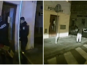 VIDEO: Opilého muže honila v noci mlsná, kopanci se snažil probojovat do obchodu, okolo zrovna jela policie