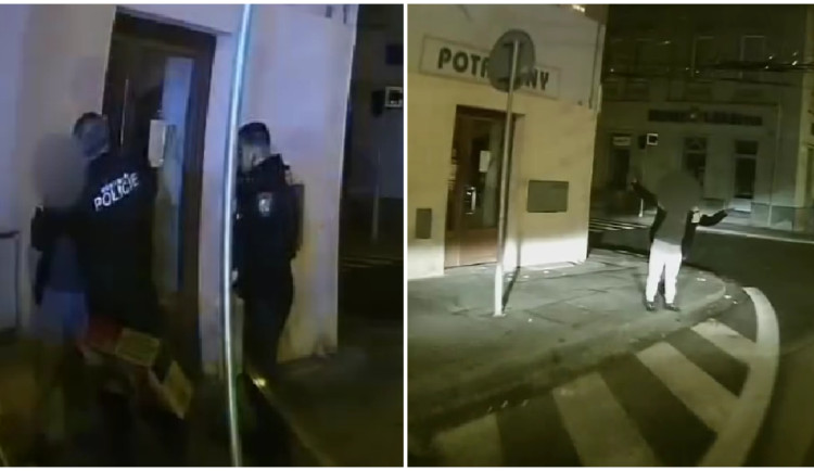 VIDEO: Opilého muže honila mlsná a pokusil se vloupat do obchodu, kolem zrovna jela policie