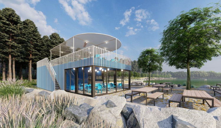 Nové pobytové místo se stánkem, velkou střešní terasou i prostorným molem vnikne ještě letos u Boleváku