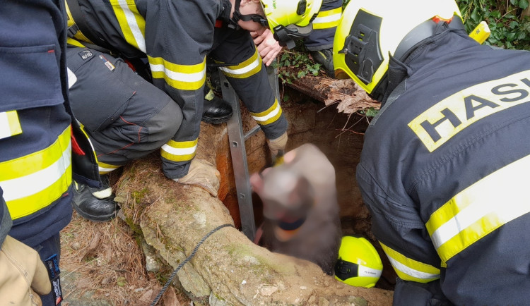 Senior uvízl v hluboké studni a byl po prsa v ledové vodě, vysvobodit ho museli hasiči