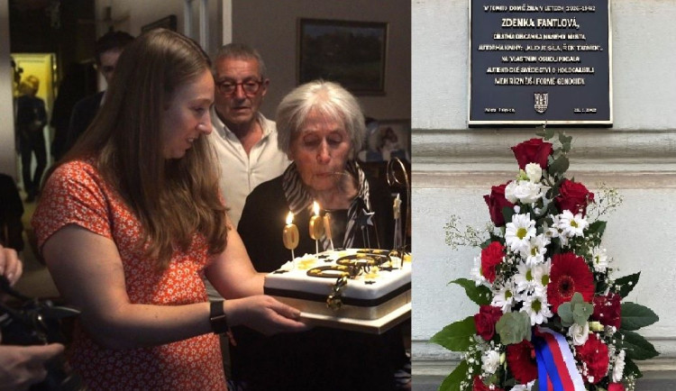 Takto slavila Zdenka Fantlová 100. narozeniny v rodinném kruhu. Připomíná ji tato pamětní deska v Rokycanech