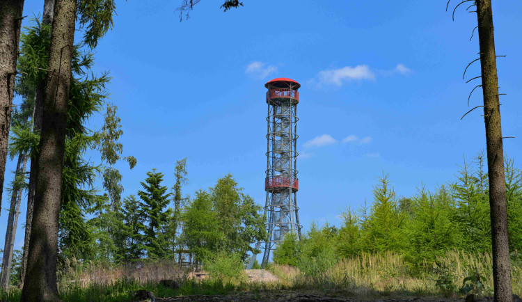 Populární rozhledna na Kotli slaví 10. výročí. Vyhlídková plošina je ve výšce 25 metrů a vede tam 142 schodů
