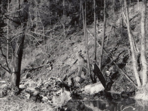 Svah, do kterého vrtulník narazil, bezprostředně po havárii, zdroj: Letecká badatelna