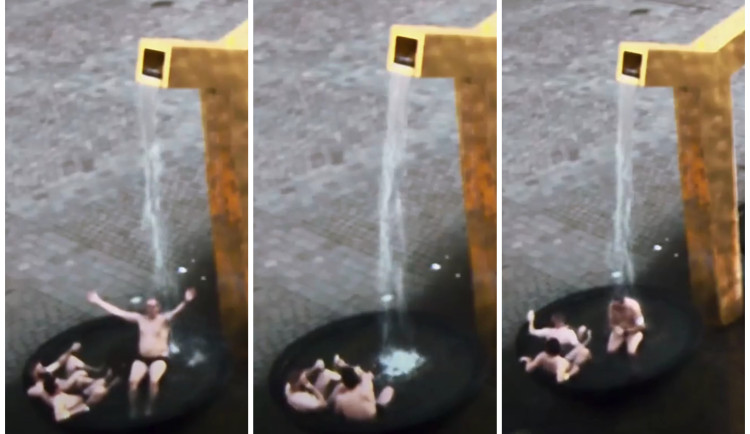VIDEO: Tojice turistů dováděla v kašnách na náměstí, udělali si z ní hydromasážní vanu a pili v ní pivo