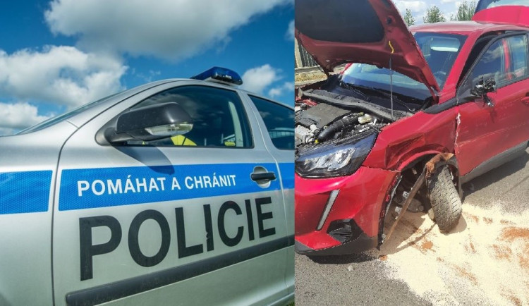 Po přivaděči se v protisměru řítil červený osobní automobil. Bočně narazil do vozidla, které jelo ve svém pruhu