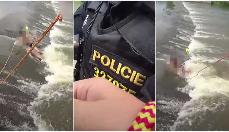 VIDEO: Policisté tahali z řeky prochladlého a vyčerpaného muže, ve vodě byl několik hodin