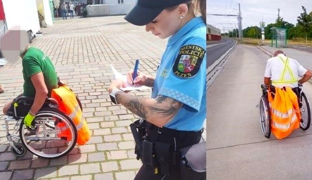 Hrubý invalida korunoval desetidenní řádění ve městě jízdou v protisměru na invalidním vozíku po frekventované ulici