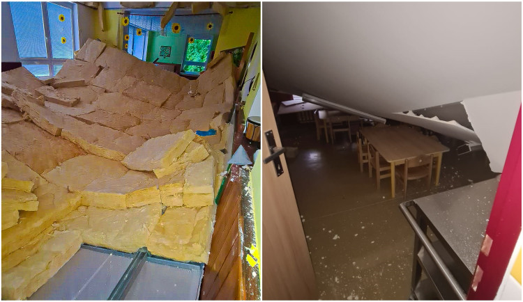 V mateřské školce se zřítil strop, výuka běží s omezením dál