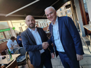 Primátor Roman Zarzycký (ANO) a budoucí hejtman Kamal Farhan-