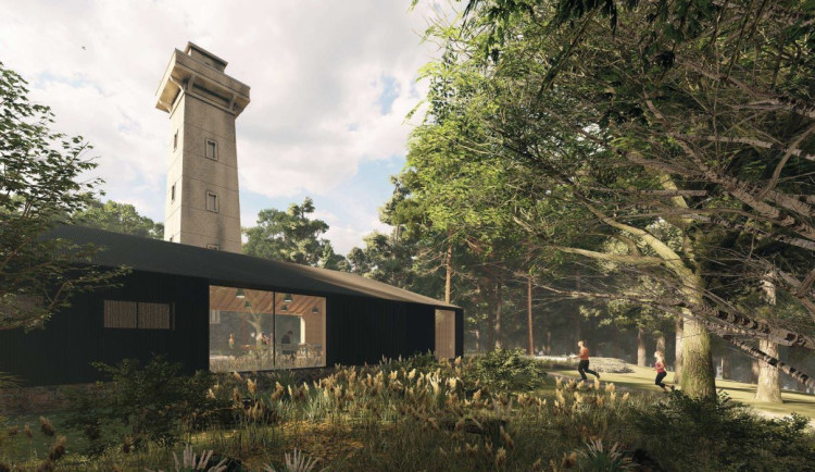 Vizualizace nové turistické chaty u rozhledny na Chlumu