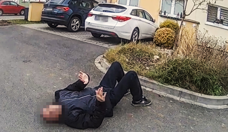 Z muže ležícího v dešti a v zimě na chodníku se vyklubal velký humorista a vtipálek. Akci ukončil na záchytce