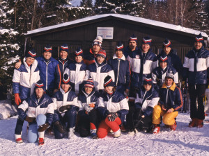 Instruktoři lyžařské školy v 80. letech minulého století