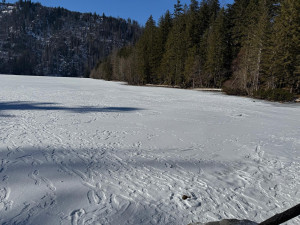 Návštěvníci Šumavy masivně vstupují na plochu zamrzlých jezer. Porušují tak zákon a riskují tučnou pokutu