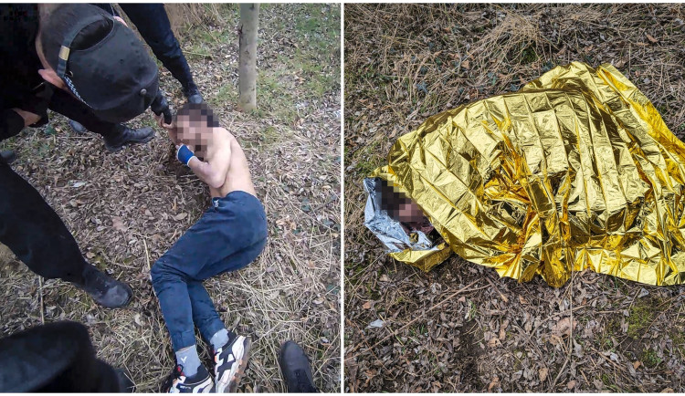 Polonahý muž ležel v lesíků poblíž garáží, měl potíže s dýcháním a celý se třásl zimou