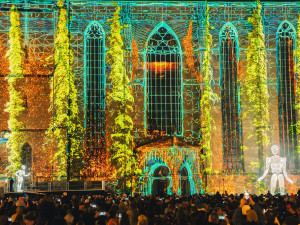 Obří světelné loutky postav bytostí z daleké galaxie uchvátily diváky. K lidem promluvily i plzeňským nářečím