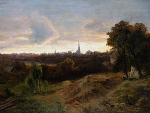 Julius Mařák, Plzeň (studie k obrazu pro dvoranu nádraží Františka Josefa I. ve Vídni) 1870-187, ZČG