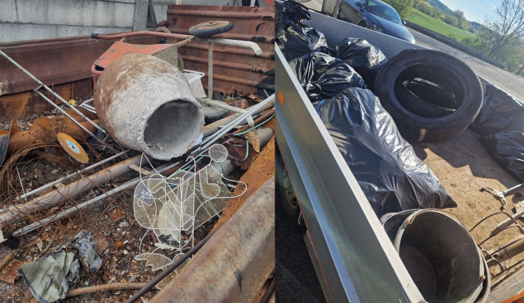 V příkopu u silnic končí různé vyhozené věci, například míchačka