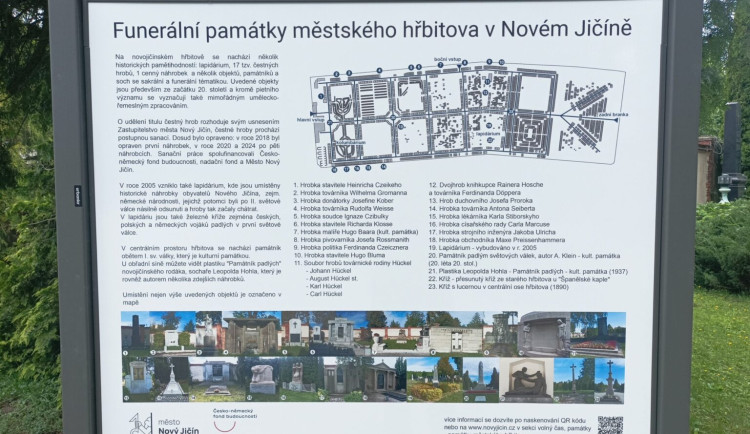 Hřbitov v Novém Jičíně má novou informační tabuli. Zavede vás k významným hrobům