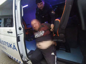 Ochmelka se ohnal po muži s dítětem, kolemjdoucím nadával a bušil pěstmi do domu