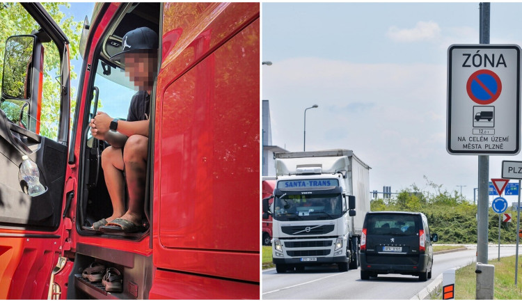 Řidič kamionu měl platný zákaz řízení, navíc porušil pravidlo se zákazem stání ve městě