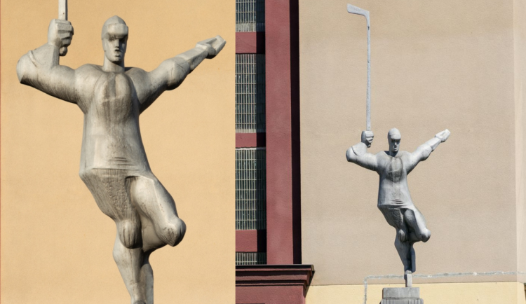 Znovu do formy. Socha Hokejista na Výstavišti potřebuje vaši pomoc