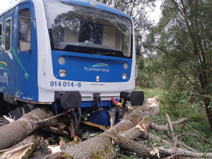 Vlak vykolejil po nárazu do spadlého stromu, doprava na železnici stála