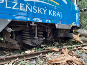 Vlak vykolejil po nárazu do padlého stromu, doprava na železnici stojí