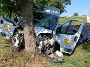 Slunce ji prý oslepilo. Mladá řidička dodávky narazila čelně do stromu a skončila v nemocnici