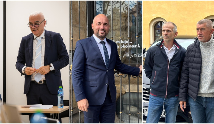 Hejtman Kamal Farhan, primátor Roman Zarzycký, starosta stříbra a náměstek hejtmana Martin Záhoř