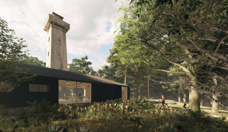 Vizualizace nové turistické chaty u rozhledny na Chlumu