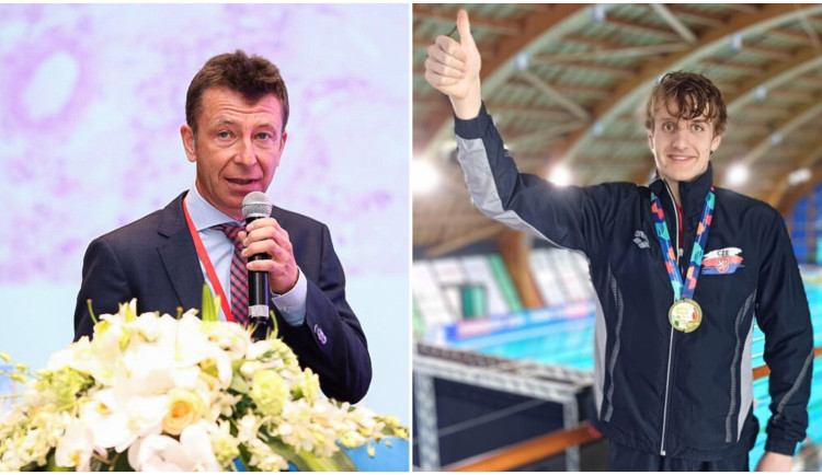 Ondřej Hes a plavec David Kratochvíl