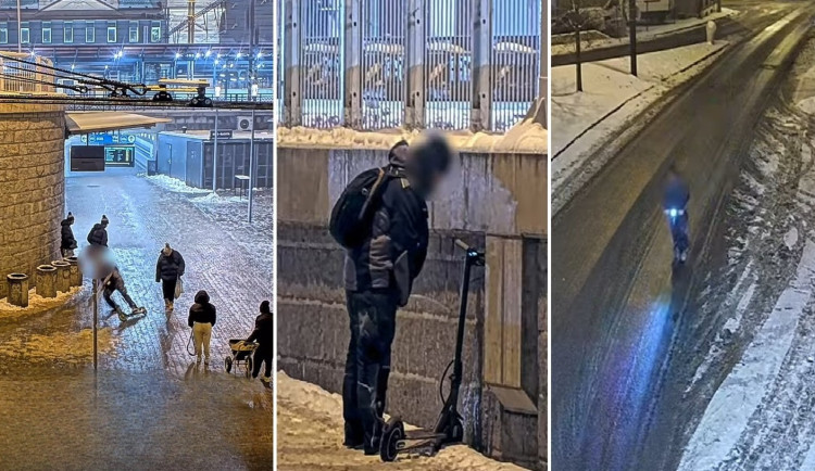 Bizarní video opilého koloběžkáře na ledě. Pád, močení na zeď i jízda v protisměru