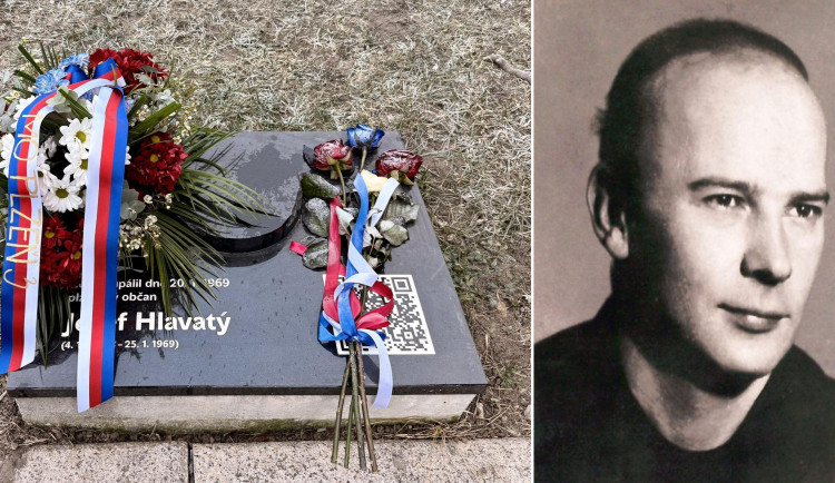 Památník připomínající tragickou smrt Josefa Hlavatého v Plzni