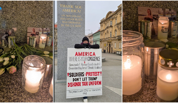 U pomníku Díky, Ameriko! hoří svíčky za oběti střelby v Minneapolisu, poprvé se tam i protestuje