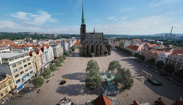 Vizualizace náměstí Republiky se stromy