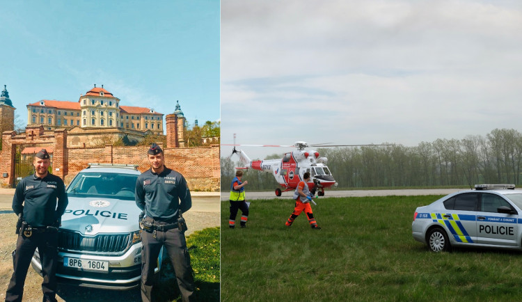 Policisté nadpraporčík Kraus spolu s podpraporčíkem Brabcem se okamžitě zapojili do záchrany života
