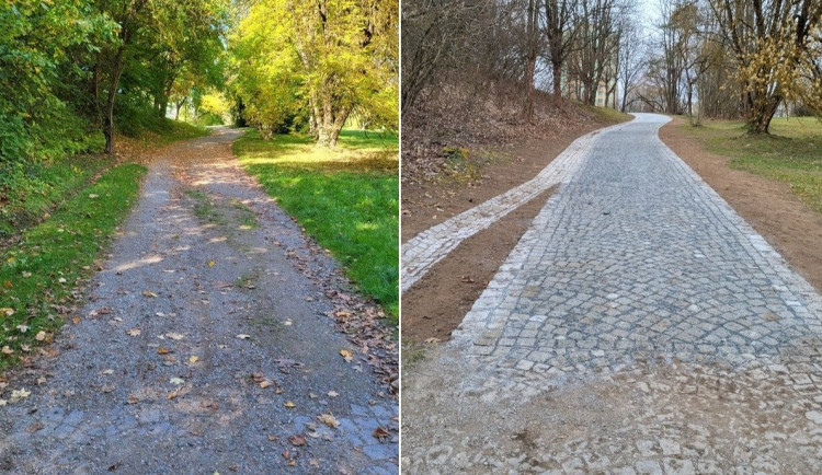 Jedna část cesty před úpravou a po úpravě