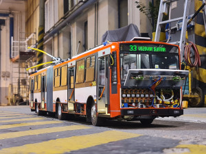 Model trolejbusu Škoda 15Tr v měřítku 1:13.