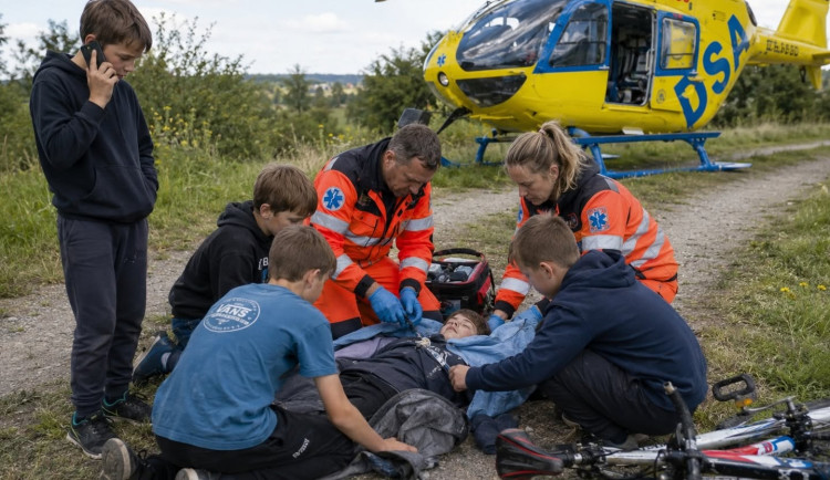 Desetiletí kluci zachránili kamaráda po pádu z kola. Smeká před nimi i lékař