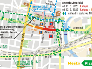 Rekonstrukce 400metrového úseku Americké si vyžádá rozšíření dopravních opatření