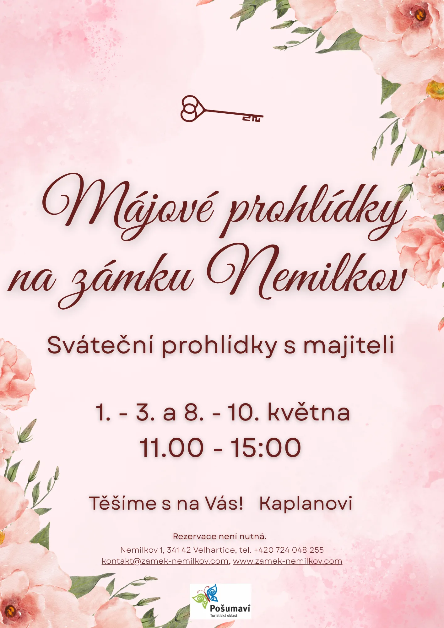 Májové sváteční prohlídky zámku Nemilkov