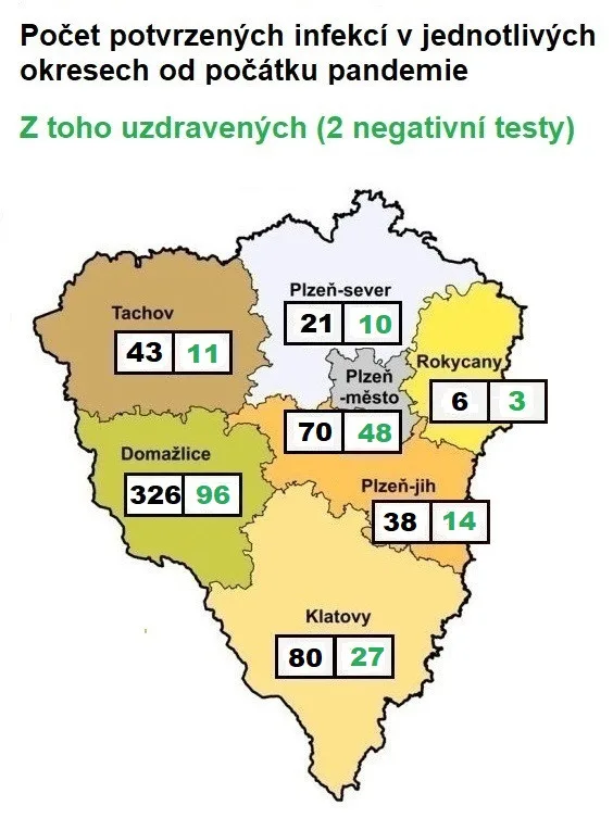 Počet nemocných s koronavirem v Plzeňském kraji mírně vzrostl, zemřel devátý pacient